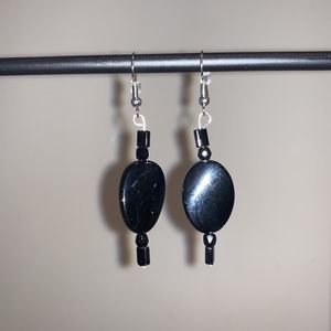 Silky Black Beaded Earrings